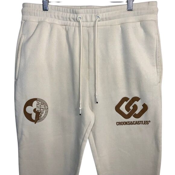 CROOKS & CASTLES LOGO SWEATPANT JOGGERS WHITE - XL - Picture 3 of 4
